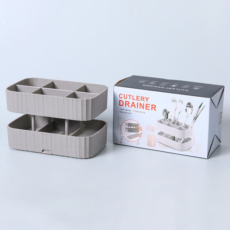 Kitchen Spoon Knife Rack Draining Chopsticks Cage Multifunctional Storage Box, 2 PCS Grey