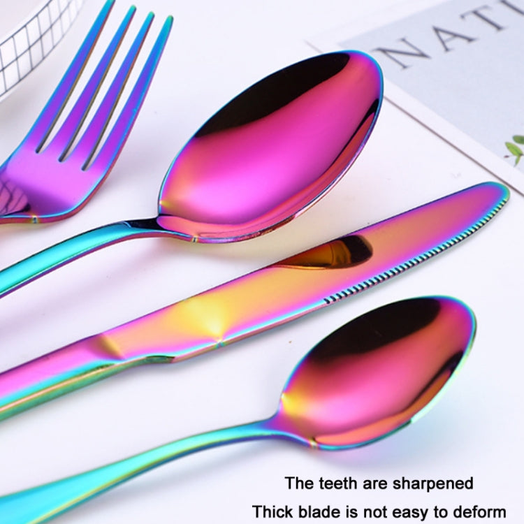 4PCS/Set Stainless Steel Western Steak Fork Spoon Knife Set, True Color, Golden, Rose Gold, Colorful, Black