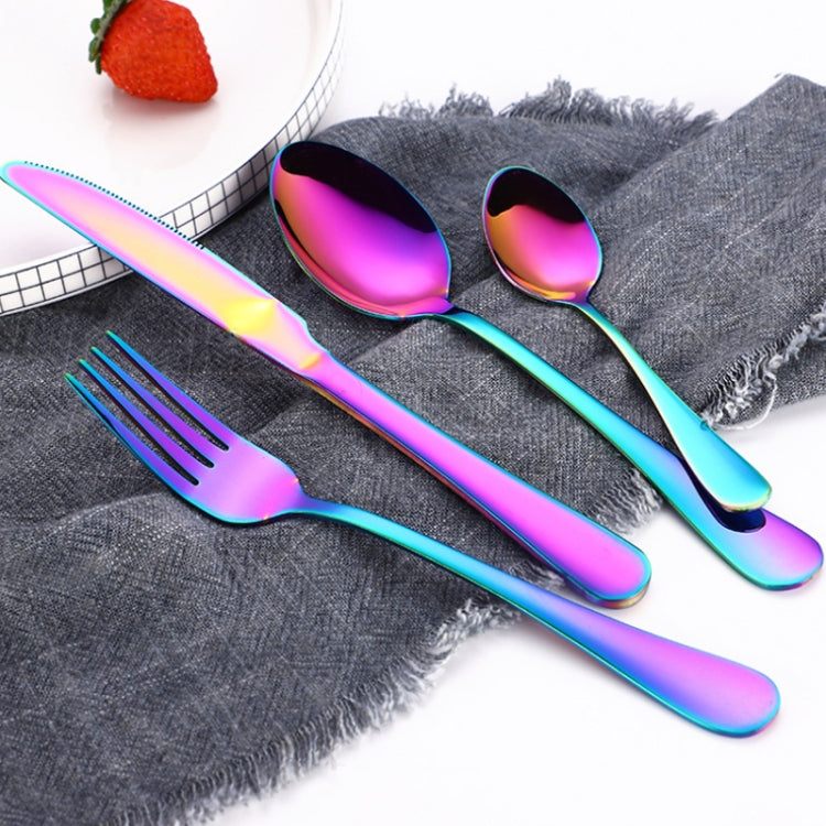 4PCS/Set Stainless Steel Western Steak Fork Spoon Knife Set, True Color, Golden, Rose Gold, Colorful, Black
