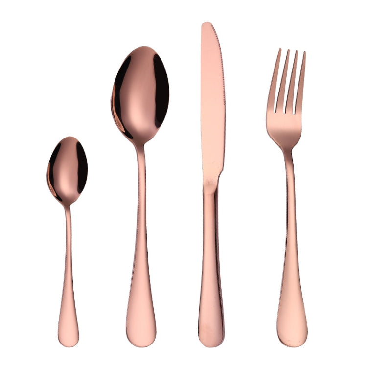 4PCS/Set Stainless Steel Western Steak Fork Spoon Knife Set, True Color, Golden, Rose Gold, Colorful, Black