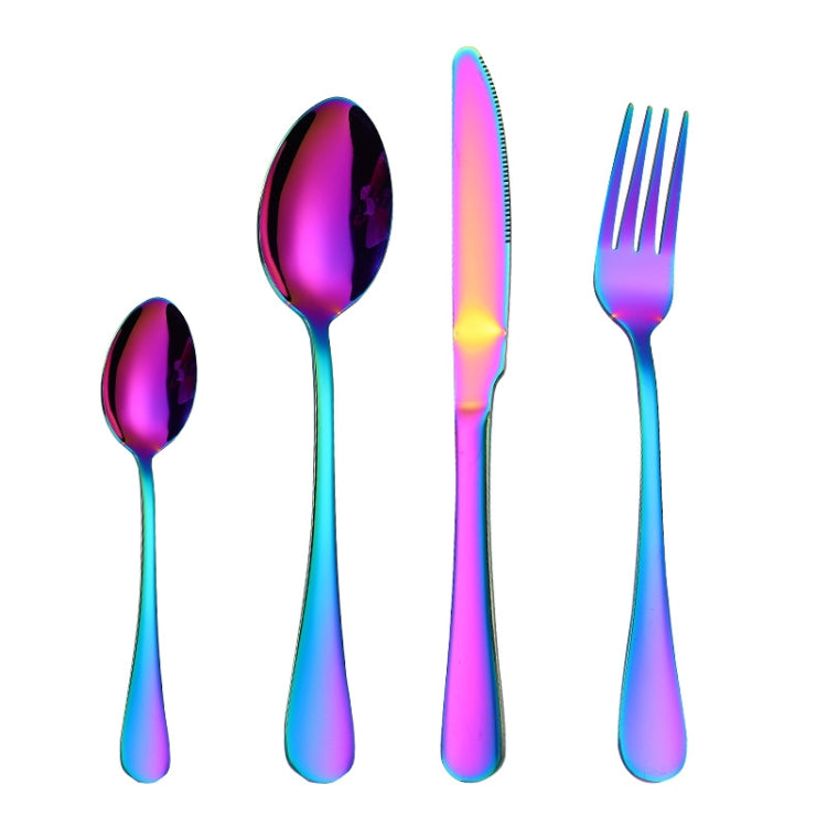 4PCS/Set Stainless Steel Western Steak Fork Spoon Knife Set, True Color, Golden, Rose Gold, Colorful, Black