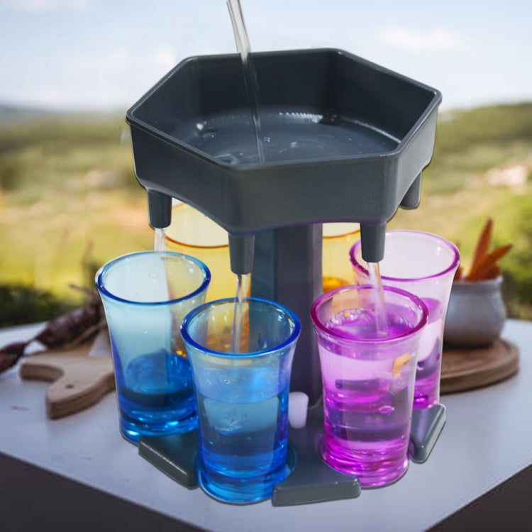Bar Party 6 Cups Hexagon Wine Dispenser Wine Pourer, Gray+6 Transparent Cups, Blue+6 Transparent Cups, Gray+6 Colorful Cups, Blue+6 Colorful Cups, Pink+6 Colorful Cups