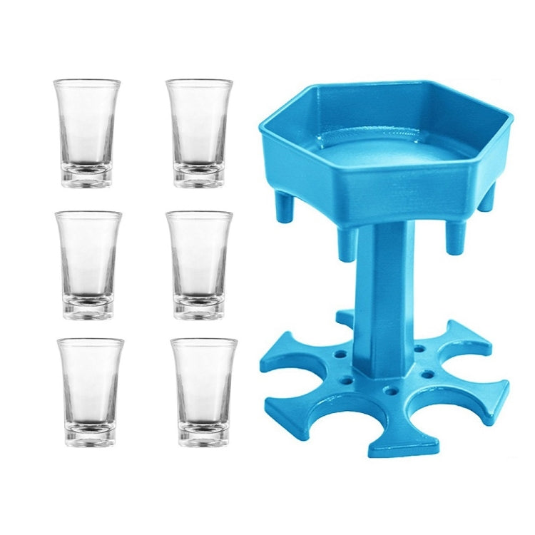 Bar Party 6 Cups Hexagon Wine Dispenser Wine Pourer, Gray+6 Transparent Cups, Blue+6 Transparent Cups, Gray+6 Colorful Cups, Blue+6 Colorful Cups, Pink+6 Colorful Cups