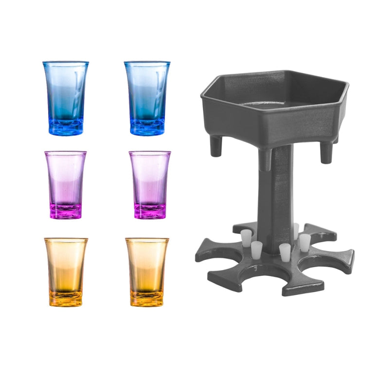 Bar Party 6 Cups Hexagon Wine Dispenser Wine Pourer, Gray+6 Transparent Cups, Blue+6 Transparent Cups, Gray+6 Colorful Cups, Blue+6 Colorful Cups, Pink+6 Colorful Cups
