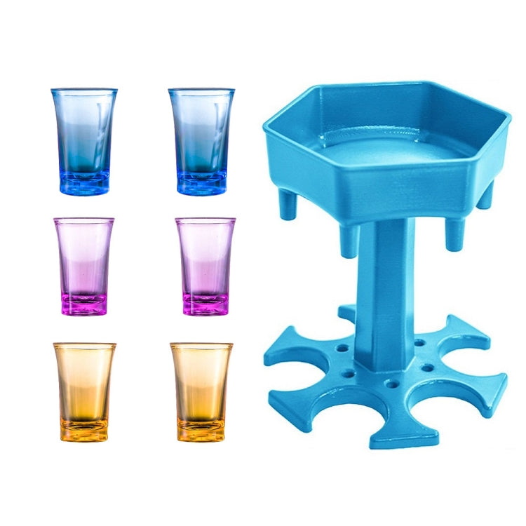 Bar Party 6 Cups Hexagon Wine Dispenser Wine Pourer, Gray+6 Transparent Cups, Blue+6 Transparent Cups, Gray+6 Colorful Cups, Blue+6 Colorful Cups, Pink+6 Colorful Cups