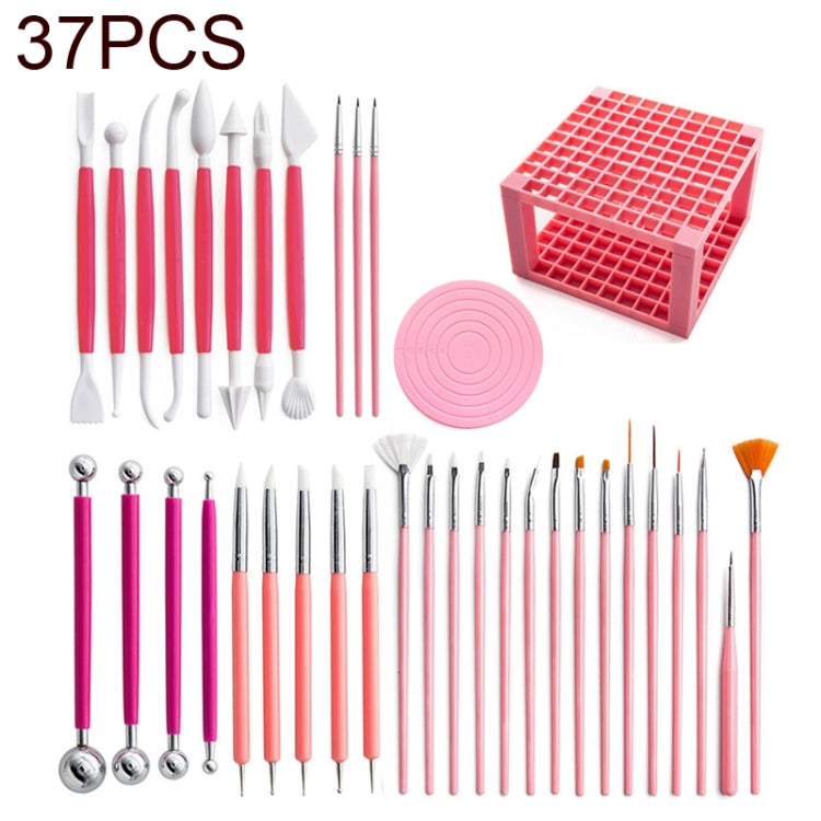 37 In 1 Pottery Tool Set Includes Carving Knife & Turntable & Brush & 96-hole Easel, 37 In 1