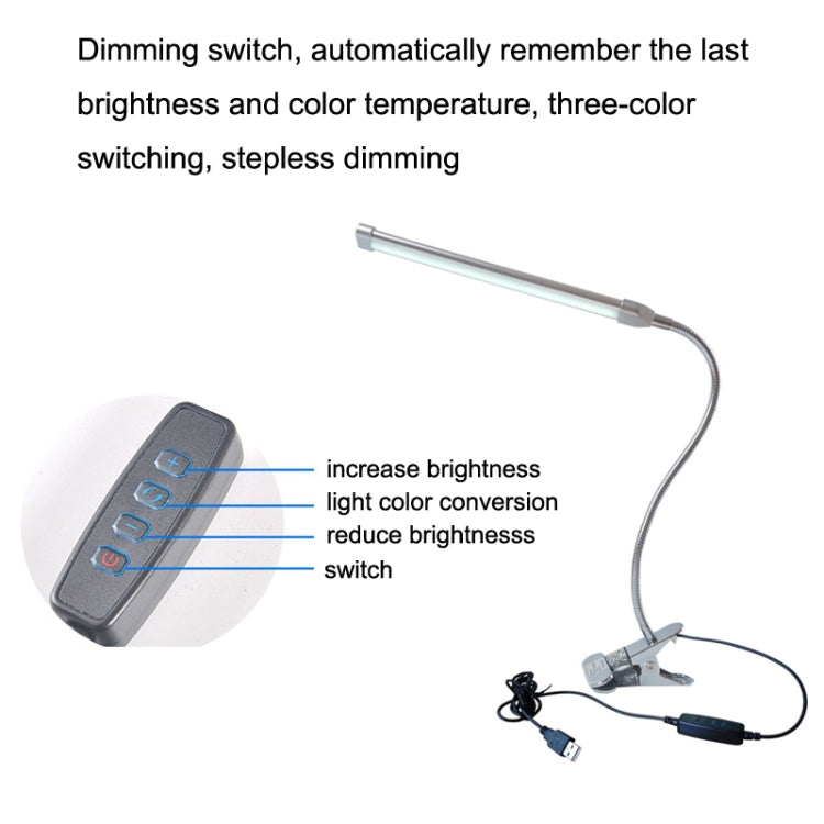 USB Clip Lamp Student Eye Protection LED Dimmable Desk Light, Purple, Gold, Black, Silver