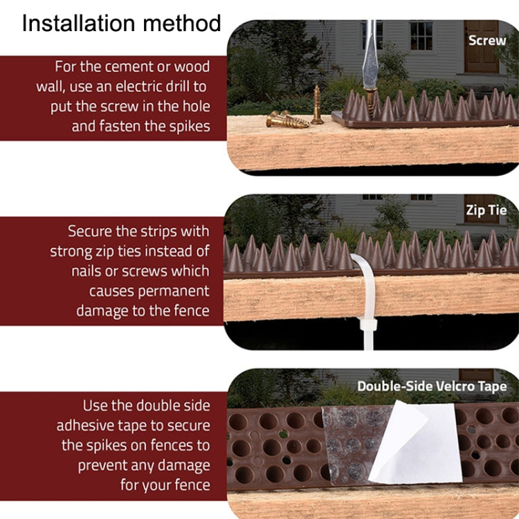 Plastic Bird Repellent Thorns Fence Anti-climb Nails, Grey, Brown, Black, White, Brick Red, Green, Grass Green, Transparent