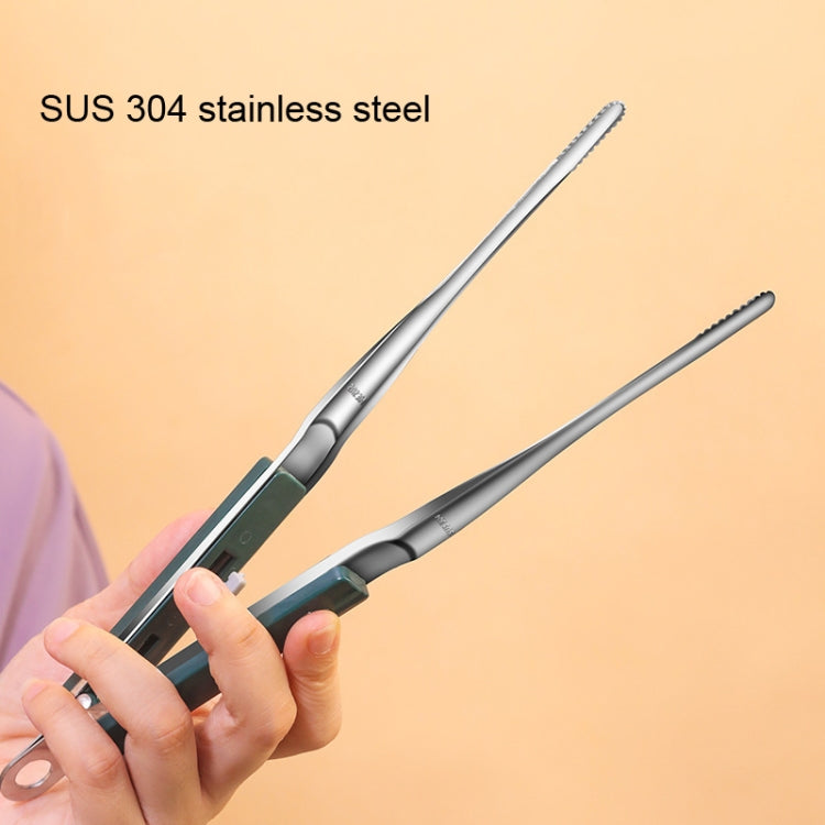 304 Stainless Steel Food Clip with Sawtooth Barbecue Tongs, Food Clip(Black), Food Clip(Gray), Food Clip(Red), Food Clip(Blue)