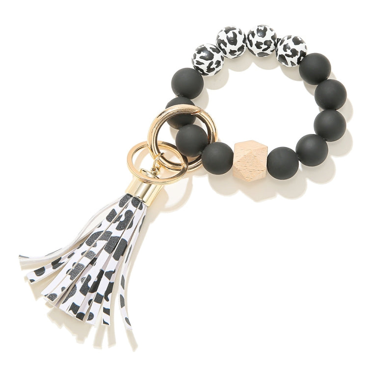 2 PCS Wooden Bead Frosted Bracelet Key Chain Pendant