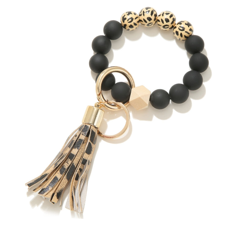 2 PCS Wooden Bead Frosted Bracelet Key Chain Pendant