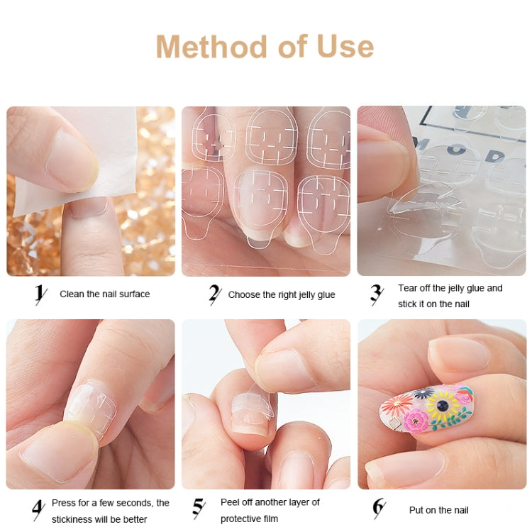 30 PCS 24 Stickers/Sheet Nail Art Double Sided Jelly Glue, Jelly Glue, with Indentation, Yellow, Foot Stickers, Pink