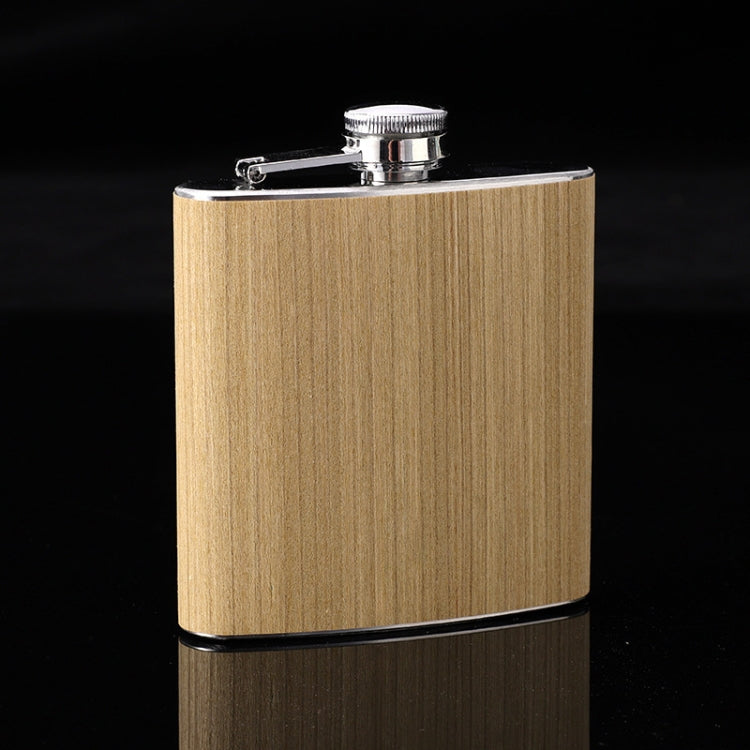 6oz Wood Leather Hip Flask Stainless Steel Whiskey Wine Alcohol Flagon, Style 1, Style 2, Style 3, Style 4, Style 5