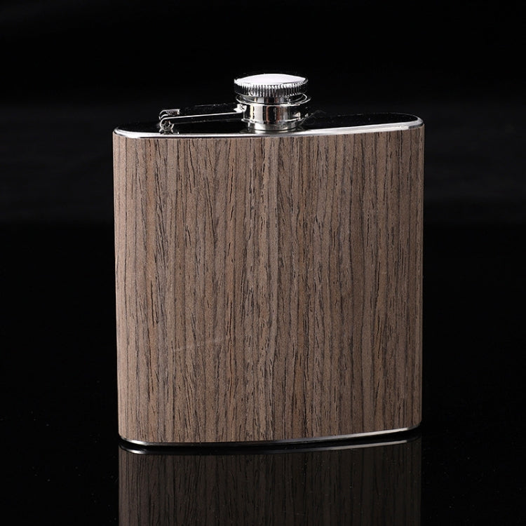 6oz Wood Leather Hip Flask Stainless Steel Whiskey Wine Alcohol Flagon, Style 1, Style 2, Style 3, Style 4, Style 5