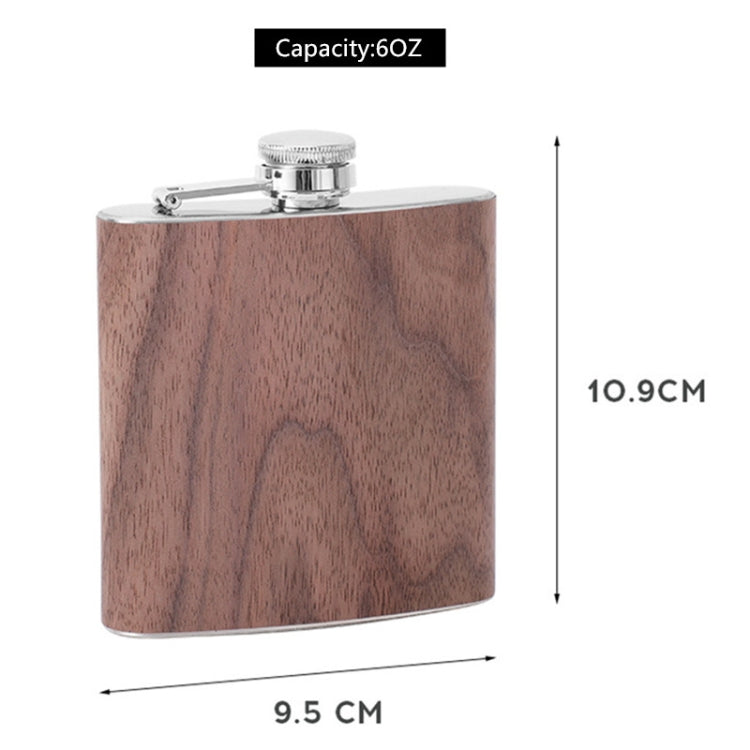 6oz Wood Leather Hip Flask Stainless Steel Whiskey Wine Alcohol Flagon, Style 1, Style 2, Style 3, Style 4, Style 5