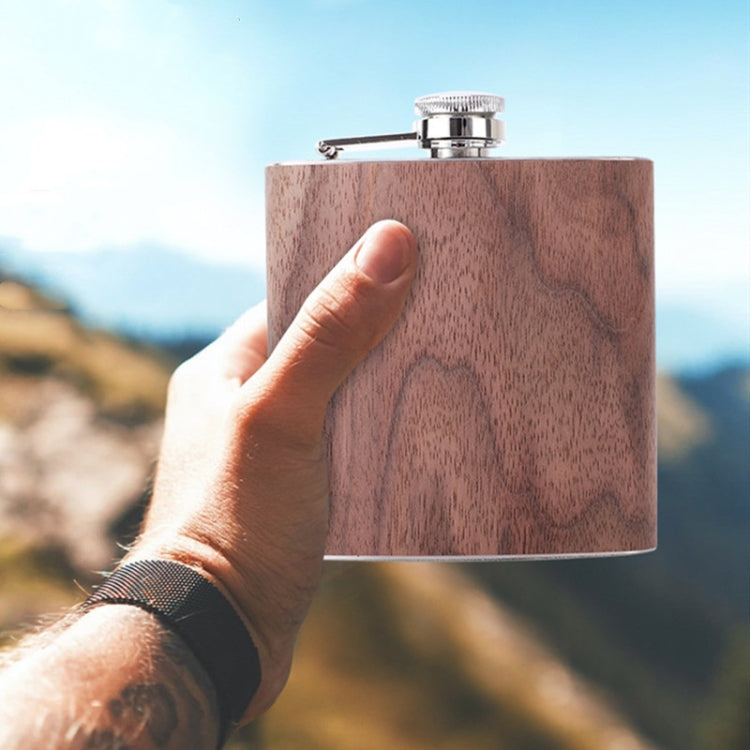 6oz Wood Leather Hip Flask Stainless Steel Whiskey Wine Alcohol Flagon, Style 1, Style 2, Style 3, Style 4, Style 5