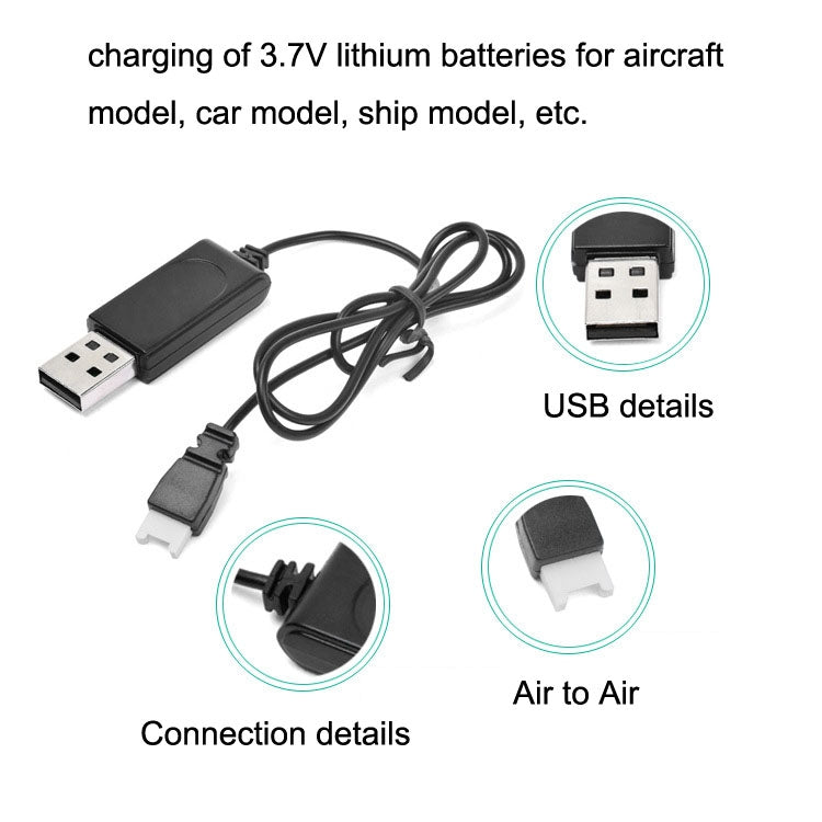 كابل شحن USB 3.7 فولت 350 مللي أمبير في الساعة مع قابس هواء إلى هواء بدون حماية للطائرات بدون طيار
