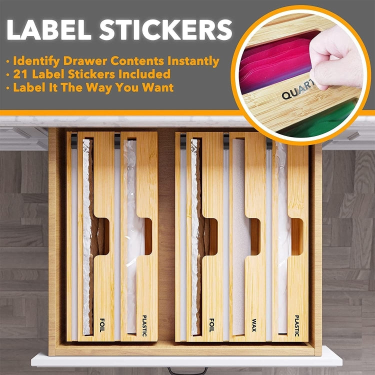 Aluminum Foil Wrap Dispenser Wood Storage Box for Kitchen Drawer,Style: