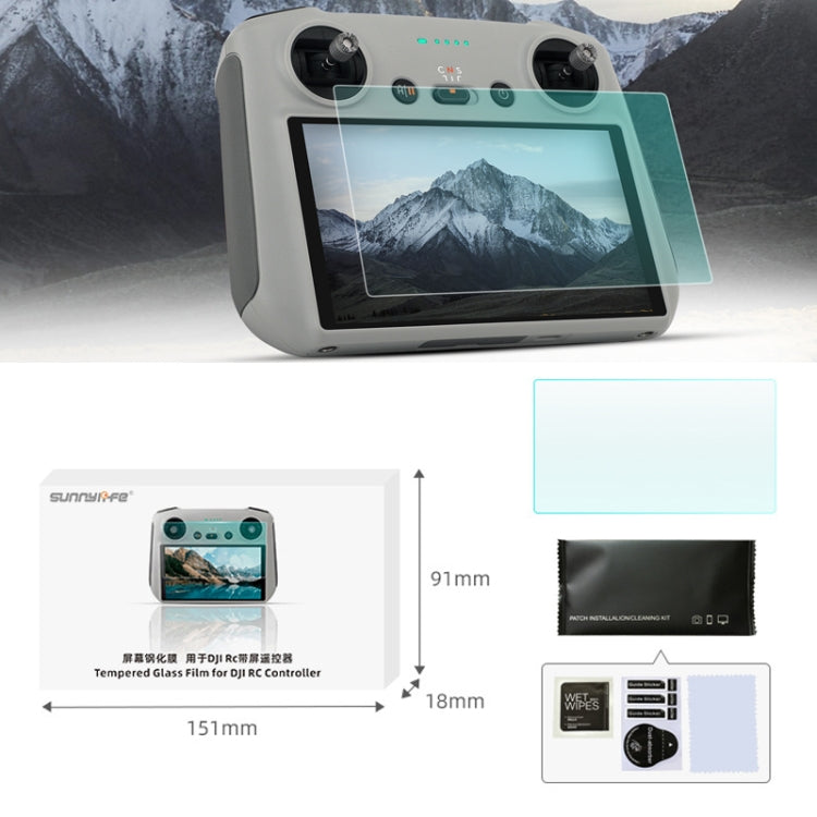 Sunnylife MM3-GHM387 غشاء زجاجي مقوى عالي الوضوح 9H 2.5D لجهاز التحكم عن بعد Mini3 Pro، MM3-GHM387