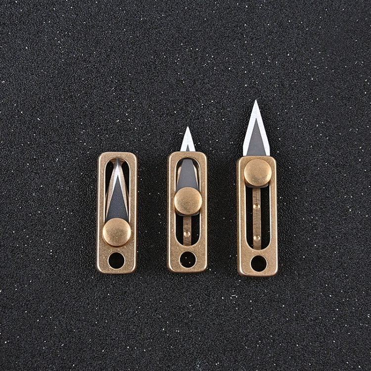 Brass Mini Knife Carry-on EDC Keychain Pendant Push-pull Unpacking Knife, Brass