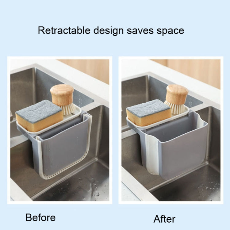 Kitchen Sink Telescopic Drain Basket Sucker Hanging Trash Can, Gray, Blue, Pink