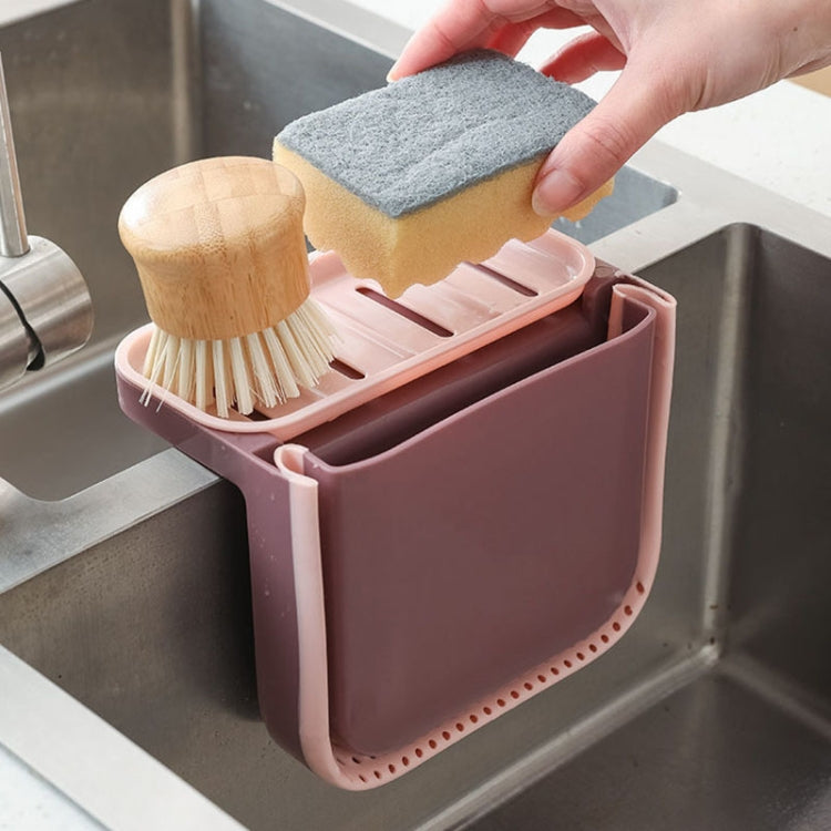 Kitchen Sink Telescopic Drain Basket Sucker Hanging Trash Can, Gray, Blue, Pink