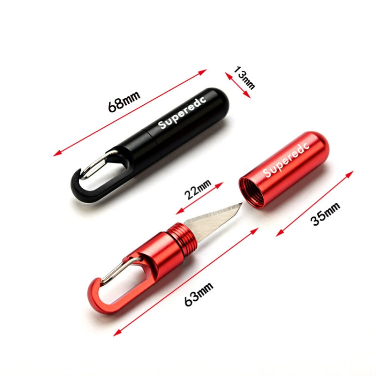 Keychain Pendant Small Knife Portable Art Cutting Knife, Bronze, Aluminum Alloy Black, Aluminum Alloy Red