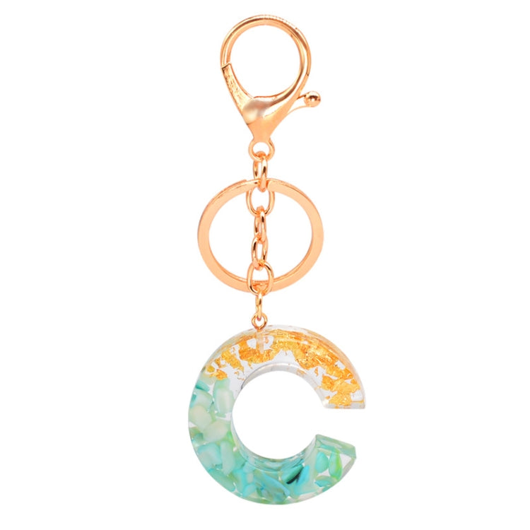 2 PCS Gold Foil Epoxy English Letter Keychain Bag Pendant, A, B, C, D, E, F, G, H, I, J, K, L, M, N, O, P, Q, R, S, T, U, V, W, X, Y, Z