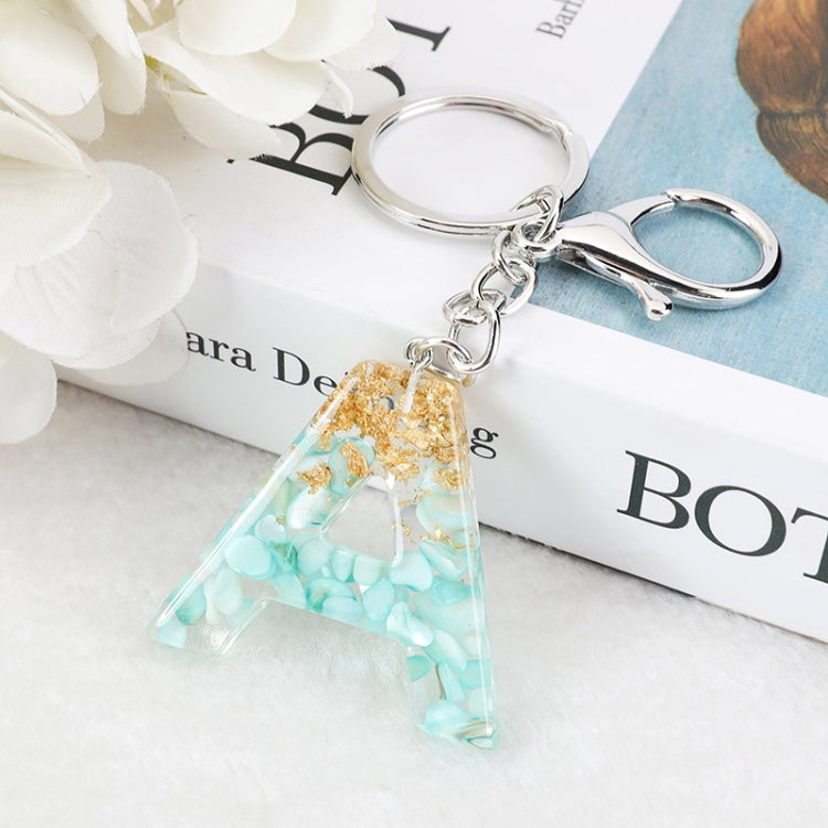 2 PCS Gold Foil Epoxy English Letter Keychain Bag Pendant, A, B, C, D, E, F, G, H, I, J, K, L, M, N, O, P, Q, R, S, T, U, V, W, X, Y, Z