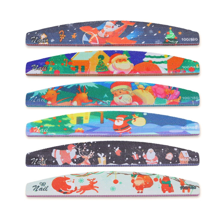 GJ0507 6 In 1 Nail Art Tools Nail Polish Nail Scrub Strips, Flower, Fingertip, Christmas, Flame Bird, Watercolor