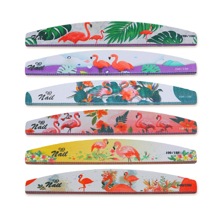 GJ0507 6 In 1 Nail Art Tools Nail Polish Nail Scrub Strips, Flower, Fingertip, Christmas, Flame Bird, Watercolor