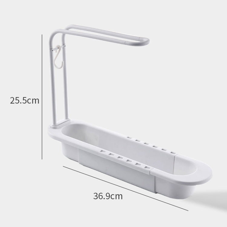 Disassembly With Towel Pole Telescopic Sink Rack, White, Grey