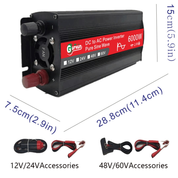Gurxun 6000W High Power Sine Wave Inverter With Single Digital Display, 6000W 60V-220V, 6000W 12V-220V, 6000W 24V-220V, 6000W 48V-220V