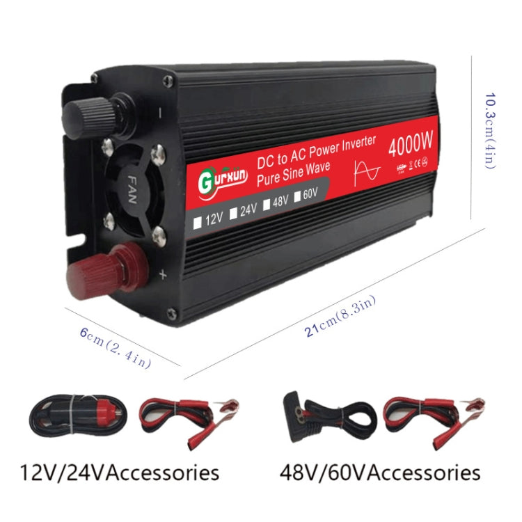 Gurxun 4000W Home Car Power Converter Sine Wave Inverter, 4000W 60V To 220V, 4000W 12V To 220V, 4000W 24V To 220V, 4000W 48V To 220V