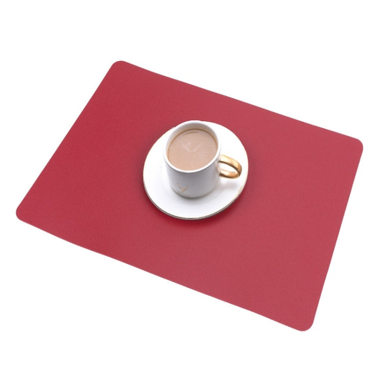 2 PCS PU Waterproof Oilproof Leather Heat Insulation Placemat, Black, Apricot, Dark Gray, Light Gray, Creamy White, White, Red, Green