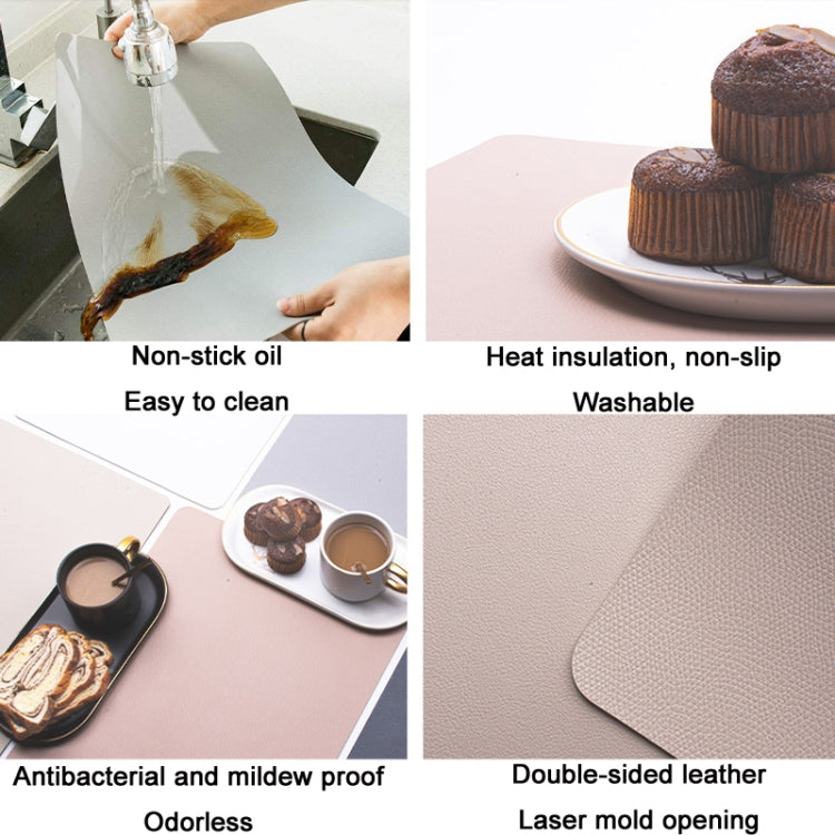 2 PCS PU Waterproof Oilproof Leather Heat Insulation Placemat, Black, Apricot, Dark Gray, Light Gray, Creamy White, White, Red, Green