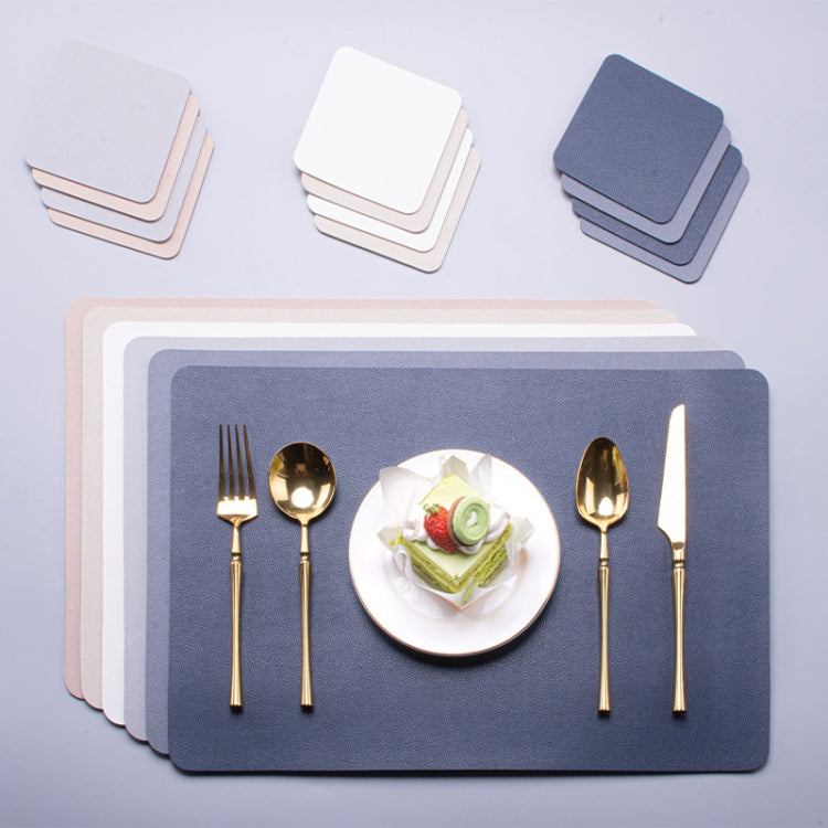 2 PCS PU Waterproof Oilproof Leather Heat Insulation Placemat, Black, Apricot, Dark Gray, Light Gray, Creamy White, White, Red, Green