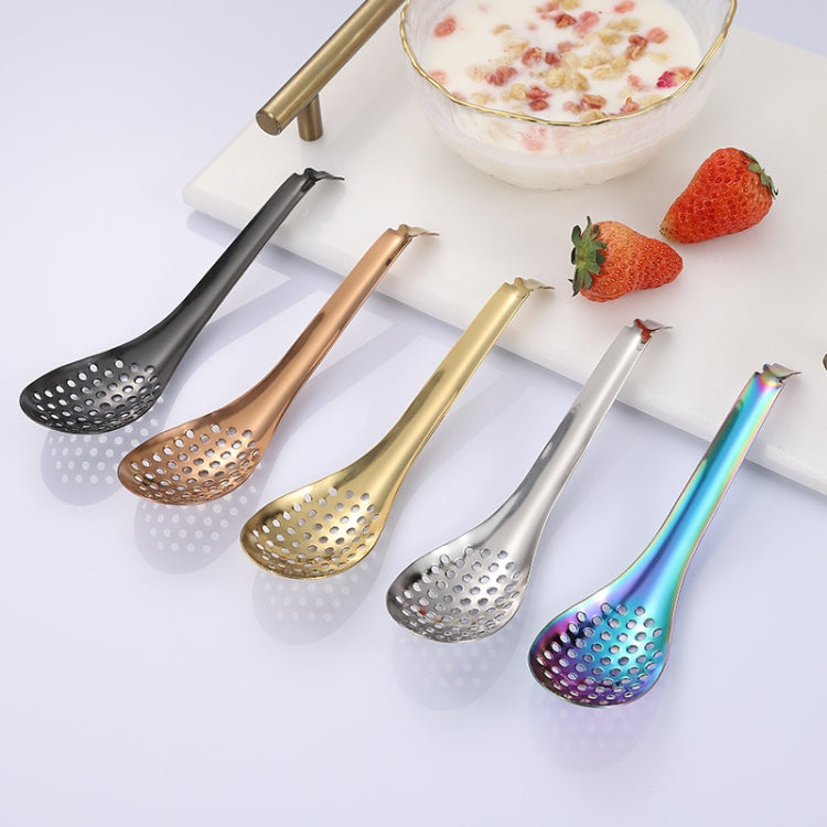 2 PCS 304 Stainless Steel Small Caviar Colander Molecular Cooking Spoon, True Color, Golden, Rose Gold, Colored, Black