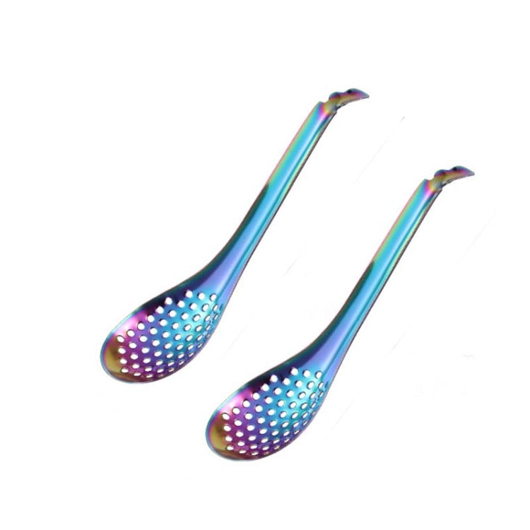 2 PCS 304 Stainless Steel Small Caviar Colander Molecular Cooking Spoon, True Color, Golden, Rose Gold, Colored, Black