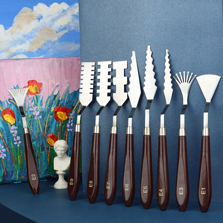 Oil Painting Knife Graffiti Toning Wooden Scraper Student Art Painting Tool, Style:, E1, E2, E3, E4, E5, E6, E7, E8, E9