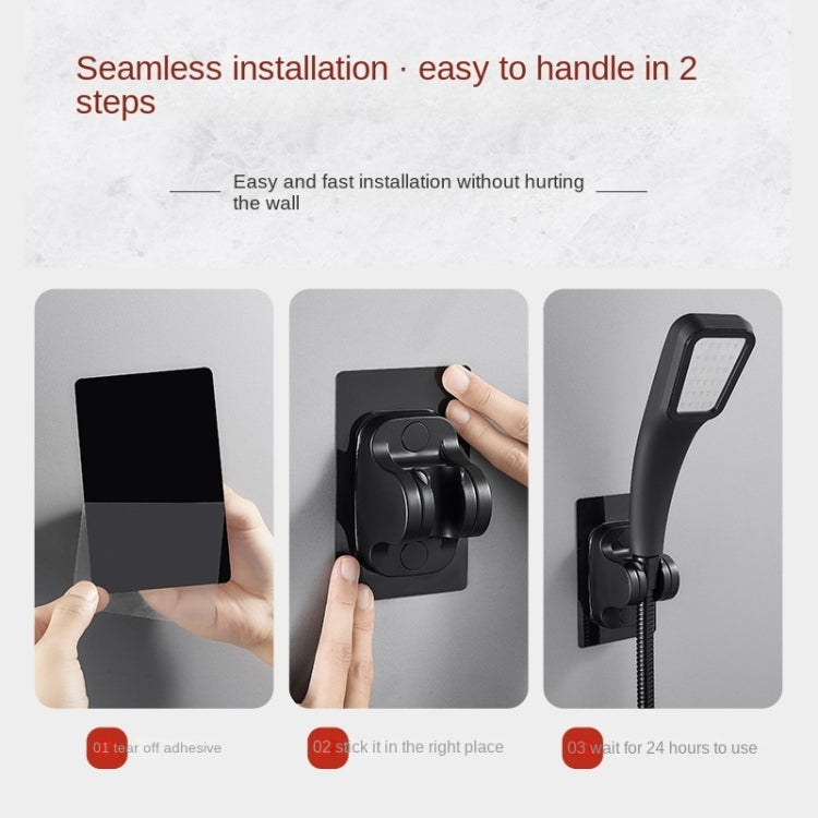 Self-Adhesive Shower arm Head Holder Adjustable Wall Mounted Fixed Base, Silver, Black