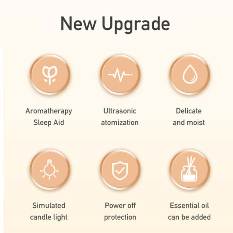 مرطب جو منزلي ليلي بإضاءة USB، 120 مل، معطر جو بضوء الشموع، DQ702 (أسود)، DQ702 (بيج)