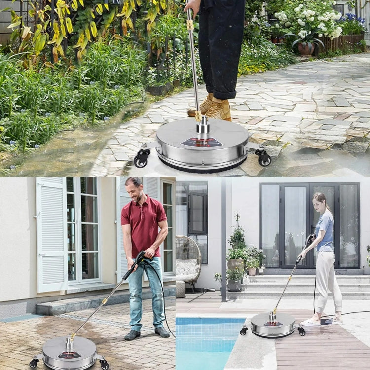 Round Floor Scrubber High Pressure Cleaner, Size:, 15 inch Plastic+2 Shots, 15 inch Stainless Steel+2 Shots