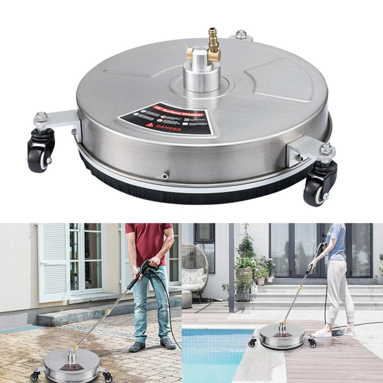 Round Floor Scrubber High Pressure Cleaner, Size:, 15 inch Plastic+2 Shots, 15 inch Stainless Steel+2 Shots
