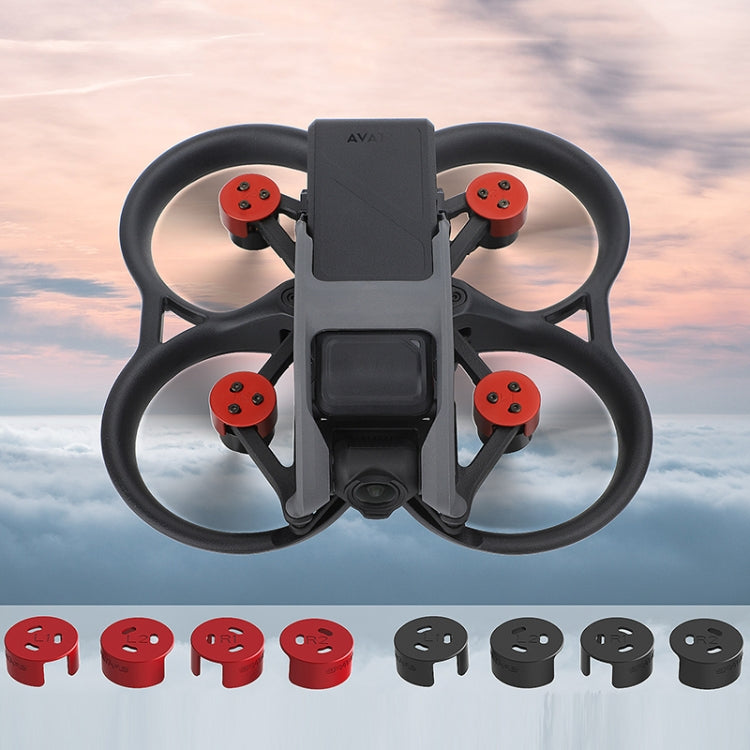 4 قطع/مجموعة غطاء محرك من سبائك الألومنيوم المقاوم للغبار والماء من Sunnylife AT-MD475 لـ DJI Avata، أحمر، أسود