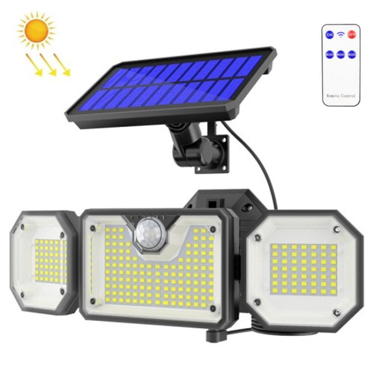 مصباح LED خارجي مقاوم للماء يعمل بالطاقة الشمسية مع مستشعر لجسم الإنسان، طراز: 226 مصباح LED مقسم، الكل في واحد