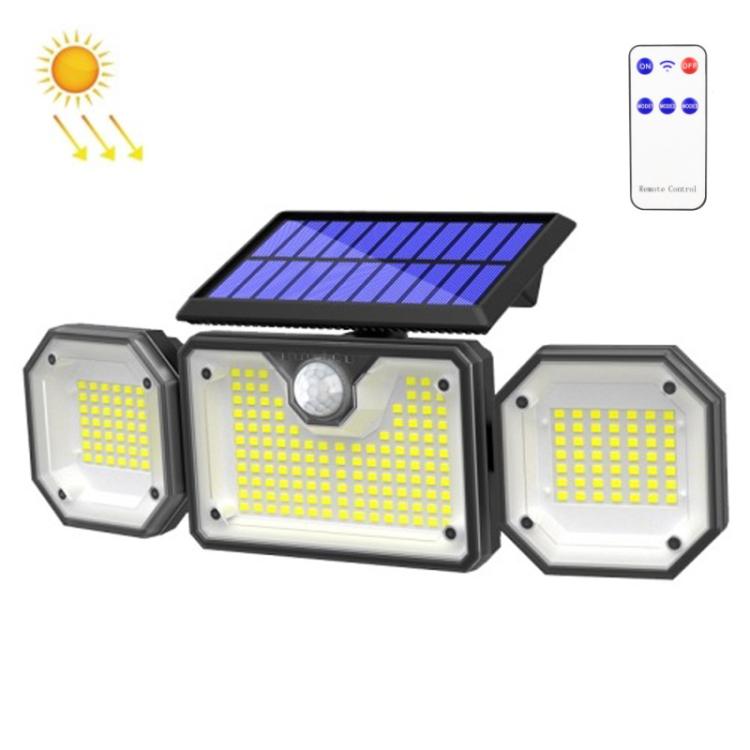 مصباح LED خارجي مقاوم للماء يعمل بالطاقة الشمسية مع مستشعر لجسم الإنسان، طراز: 226 مصباح LED مقسم، الكل في واحد