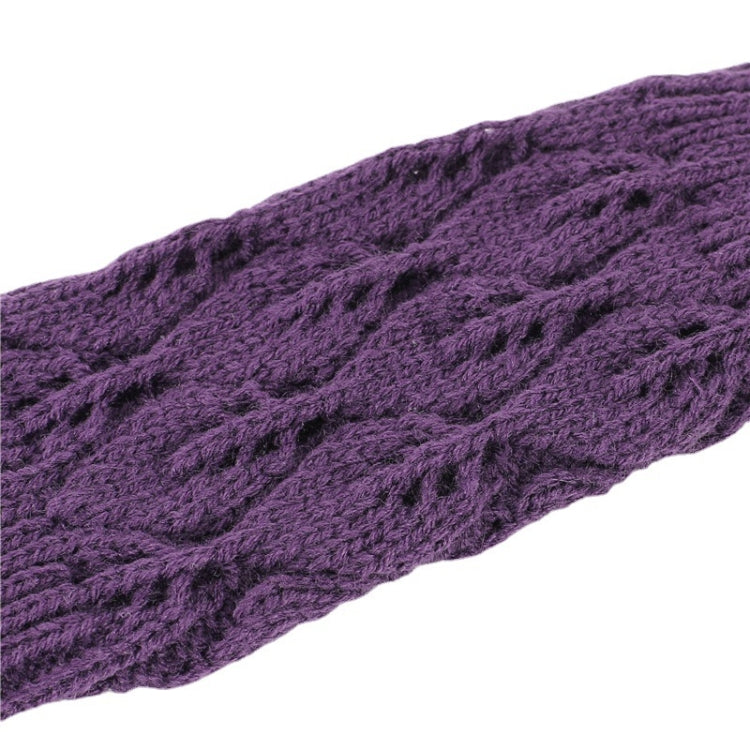 Winter Men and Women Knitted Jacquard Leaves Cycling Warm Fingerless Wool Gloves