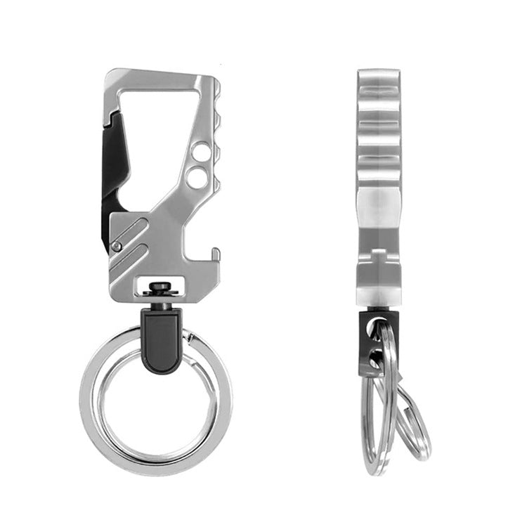 2 PCS QP-131 Multifunctional Double Ring Car Keychain Bottle Opener Carabiner