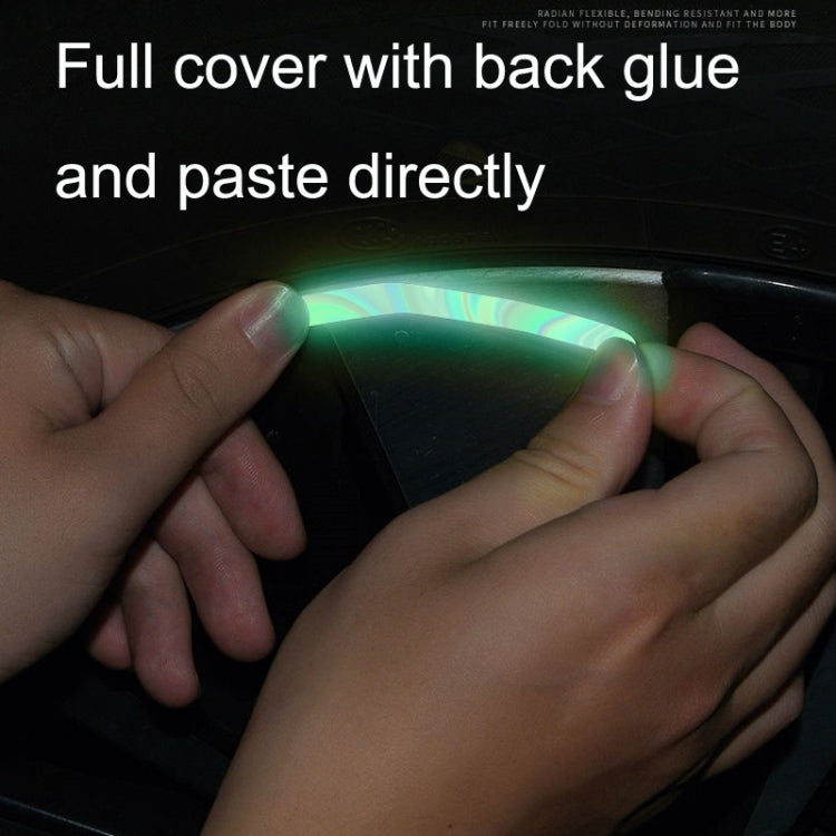 20pcs /Set Car Rainbow Wheel Hub Reflective Stickers Tire Luminous Warning Decoration, Color: Rainbow, Rainbow, Purity